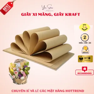 Xấp 3-5 Tờ Giấy Xi Măng, Giấy Kraft Kích Thước 50x35 Dùng Gói Hoa, Quà Tặng, Giỏ Quà, Đồ Handmade